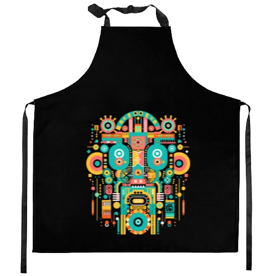 Maya God Mayan Mythology Itzamna Mask Art Kitchen Aprons