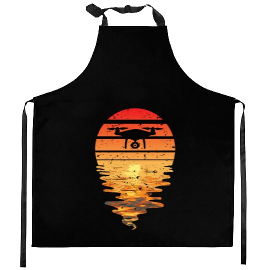 Drone Sun Sunset Vintage Kitchen Aprons