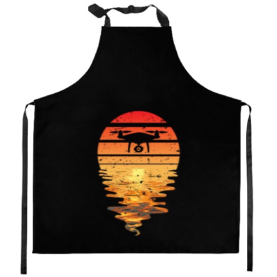 Drone Sun Sunset Vintage Kitchen Aprons