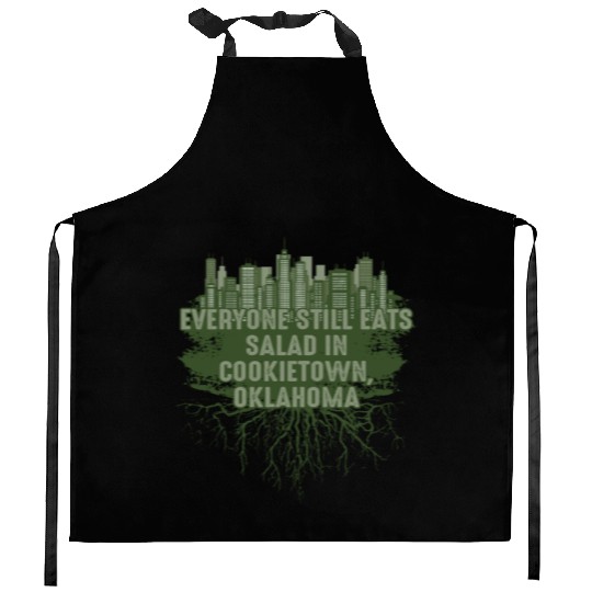 Eating Salad in Cookietown Oklahoma Pun OK Joke Ok Kitchen Aprons