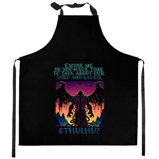 Lord & Savior Cthulhu Cult Lovecraft Necronomicon Kitchen Aprons