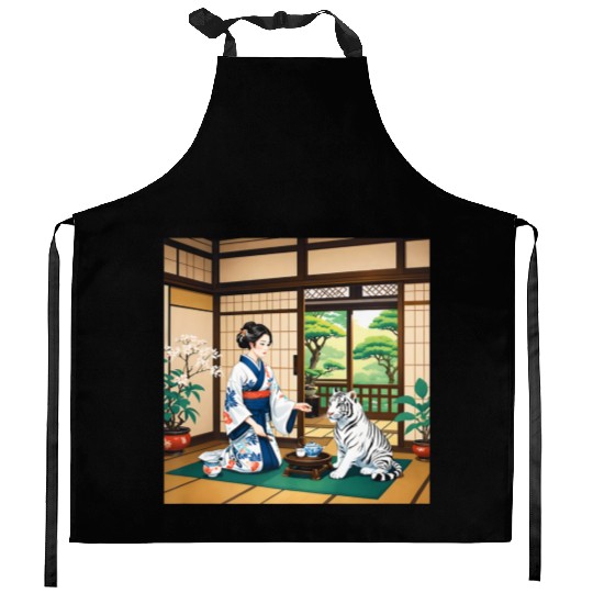 Fantasy Kimono Tiger Premium Kitchen Aprons