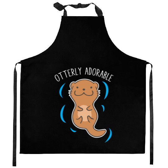 Otterly Adorable Cute Sea Otter Funny Animal Lover Kitchen Aprons