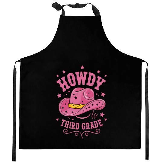 Howdy 3rd Grade Cowboy Cowgirl Back To School Kitchen Aprons