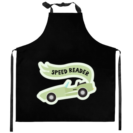 Speed ReaderBookish Racing Car Pastel Green Lemon Kitchen Aprons
