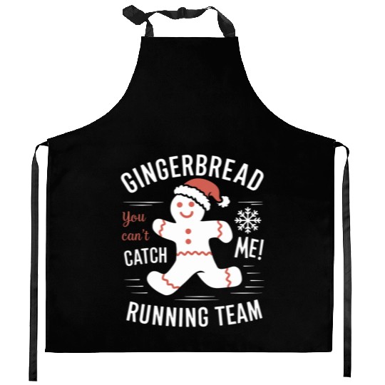 Gingerbread Running Team Christmas Humor Kitchen Aprons