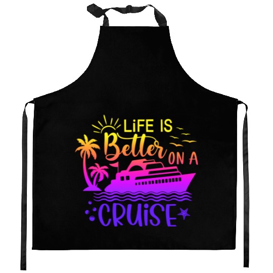 Escape every day life is belle on a cruise Kitchen Aprons