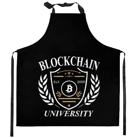 University of Blockchain Bitcoin retro vintage Kitchen Aprons