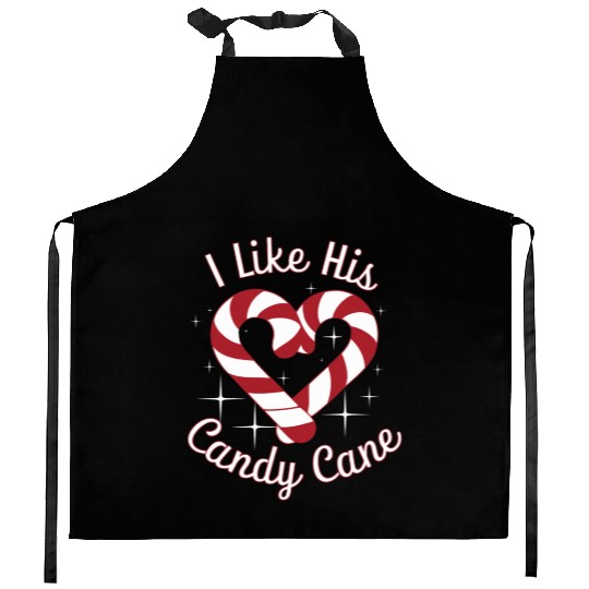 I Like His Candy Cane Funny Couples Matching Kitchen Aprons