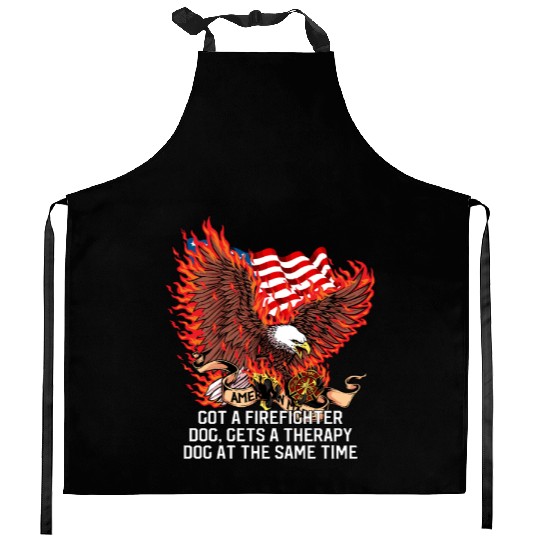 Gets a Firefighter Dog Therapy Dog Fire Department Kitchen Aprons