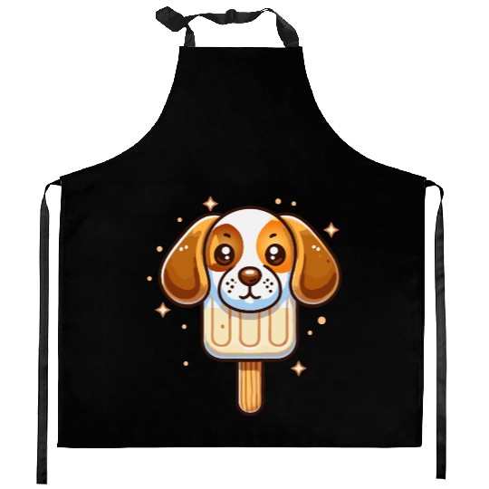 cute beagle dog ice cream motif for summer Kitchen Aprons