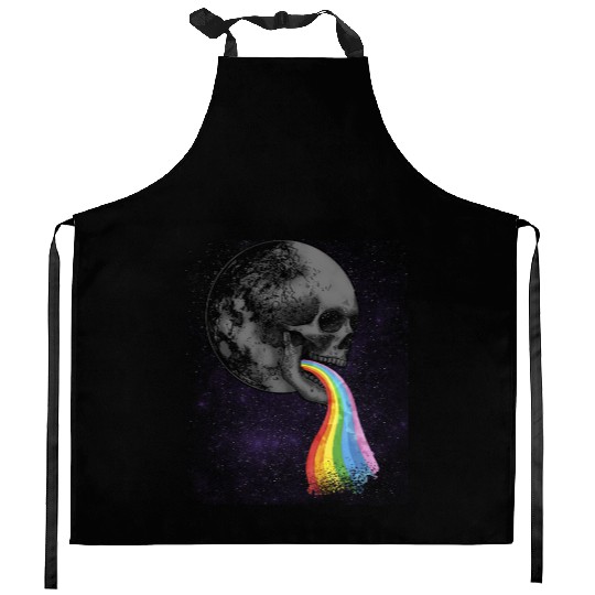 Skull Design with Rainbow. Concert Festival Kitchen Aprons