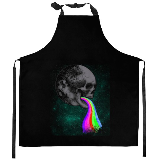 Skull Design with Rainbow. Concert Festival Kitchen Aprons