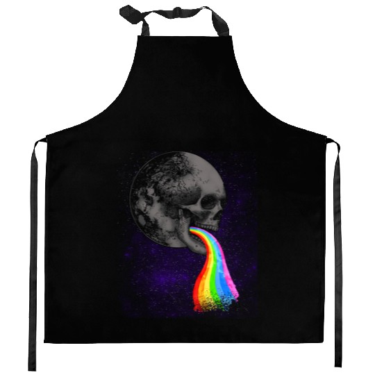 Skull Design with Rainbow. Concert Festival Kitchen Aprons