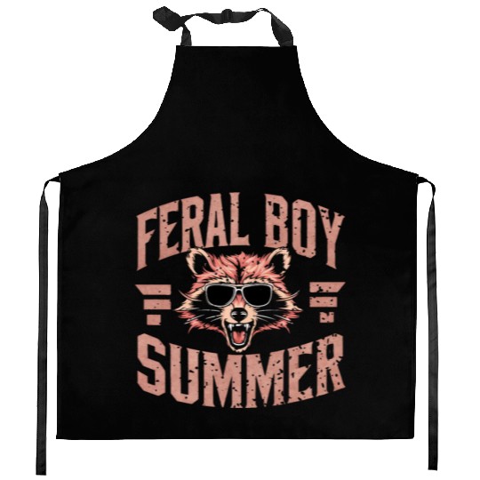 Feral Boy Summer Kitchen Aprons Funny Trash Panda Raccoon