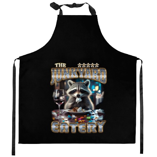 The Junkyard Eatery Funny Raccoon Bootleg Kitchen Aprons