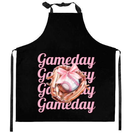 Game Day Coquette Aesthetic Baseball Glove Kitchen Aprons