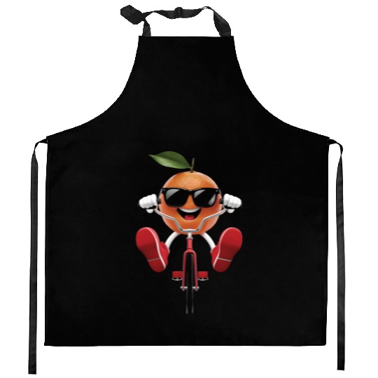 Mandarin Cycling On Bike Realistic Kitchen Aprons