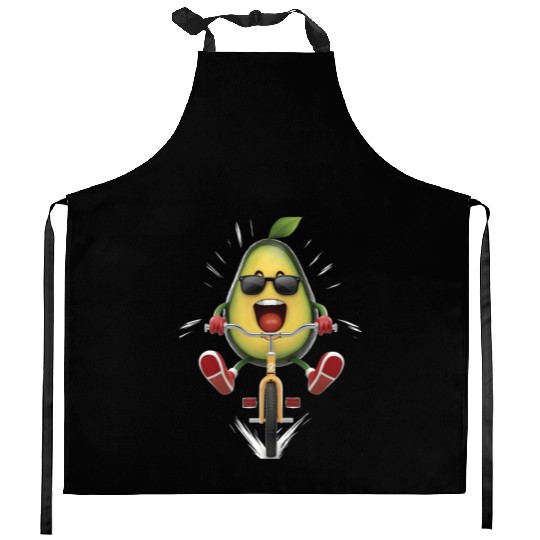 Avocado Cycling On Bike Realistic Kitchen Aprons