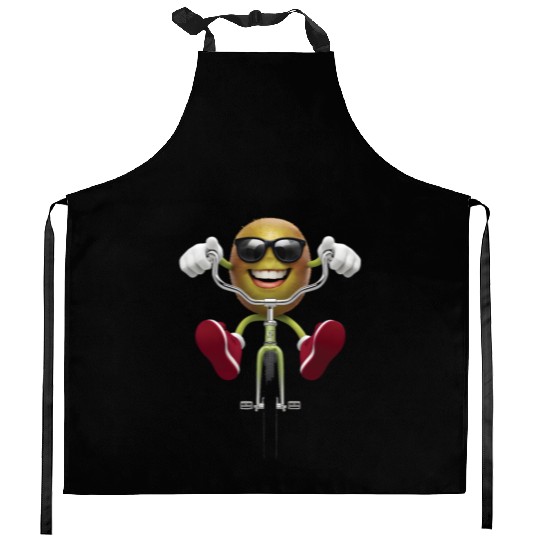 Kiwi Cycling On Bike Realistic Kitchen Aprons