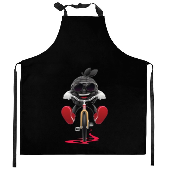 Blackberry Cycling On Bike Realistic Kitchen Aprons