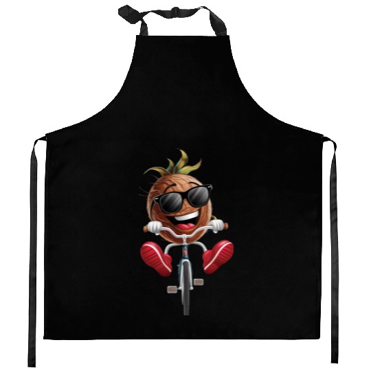Coconut Cycling On Bike Realistic Kitchen Aprons
