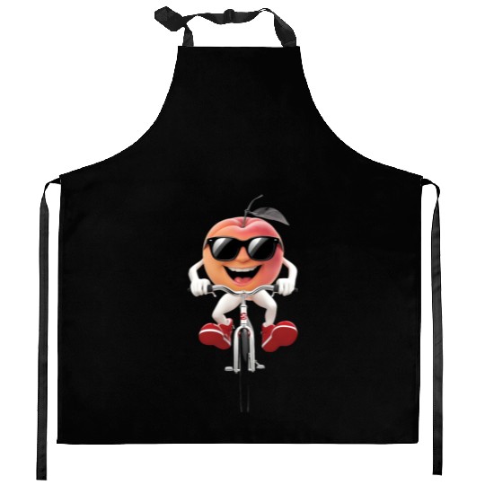 Apricot Cycling On Bike Realistic Kitchen Aprons