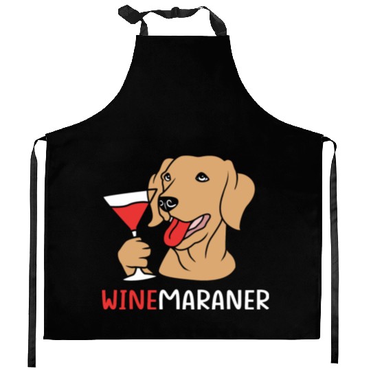 Winemaraner Dog Mom Wine Lover Funny Weimaraner Kitchen Aprons