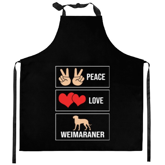 Weimaraner Dog Lover Pet Peace Love Weimaraner Kitchen Aprons