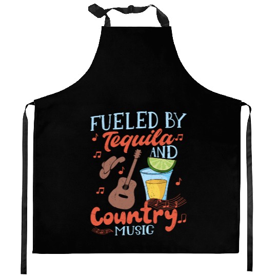 Fueled By Tequila And Country Music Western Cowboy Kitchen Aprons