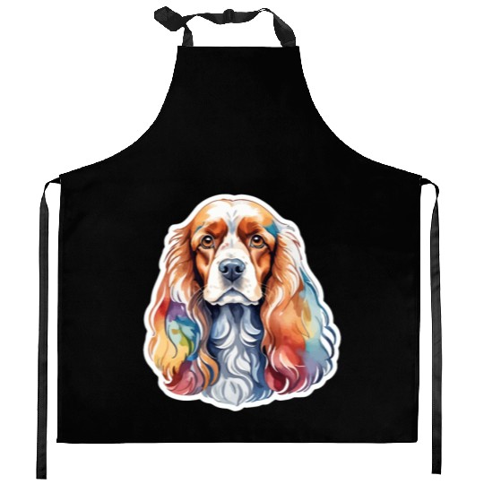 American Cocker Spaniel Watercolor Kitchen Aprons