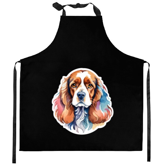 American Cocker Spaniel Watercolor Kitchen Aprons