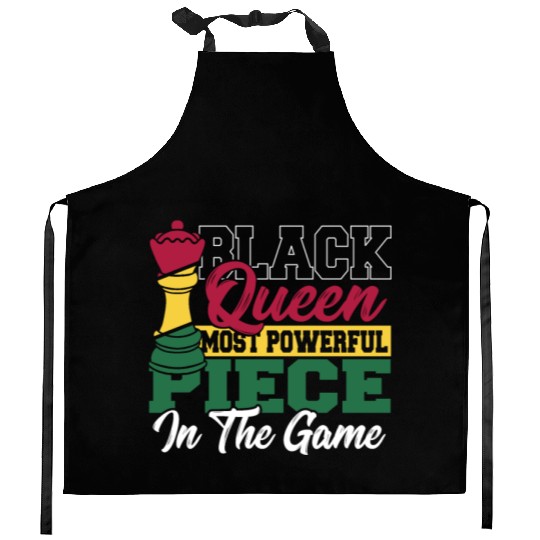 Black Queen Most Powerful Piece African American Kitchen Aprons