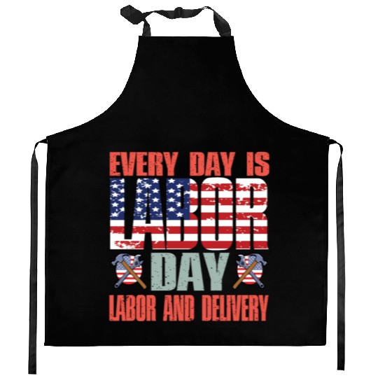 Happy Labor Day Kitchen Aprons For Labor Day Messy Bun USA