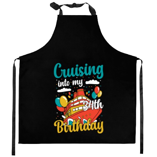 Cruising Into My 34th Birthday Cruise Vacation Kitchen Aprons