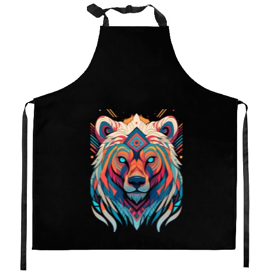 Native American Spirit Wolf Kitchen Aprons