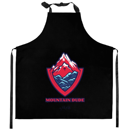mountain dude Kitchen Aprons