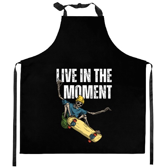 Skater's Live in the Moment Inspiration Kitchen Aprons