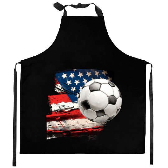 American Flag with Soccer Ball Sports Lover Design Kitchen Aprons