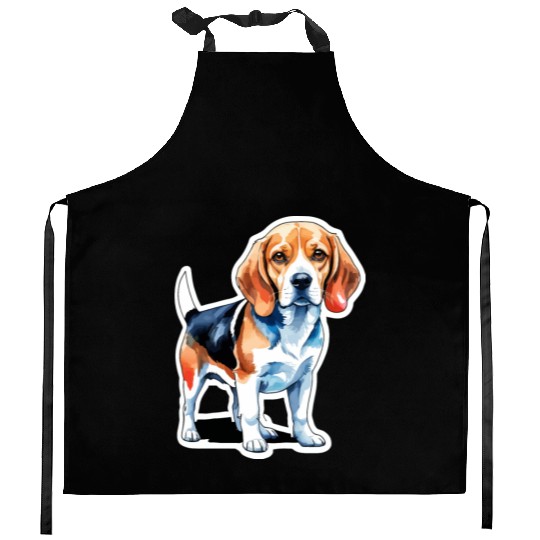 Beagle Watercolor Kitchen Aprons