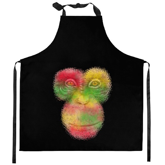 Colorful Retro Monkey Face Kitchen Aprons - Funny Monkey