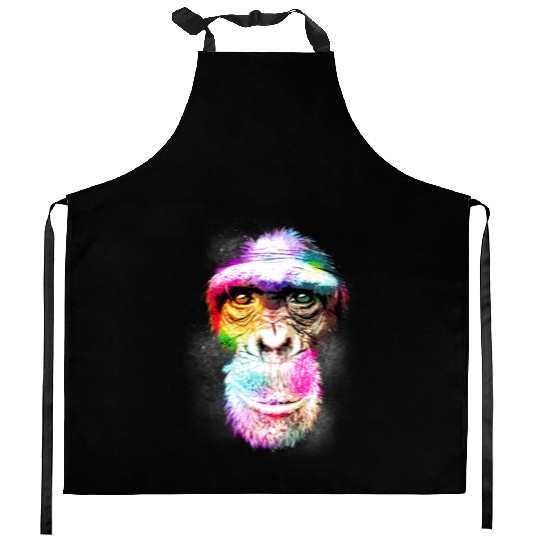 Colorful Retro Realistic Monkey Face Funny Graphic Kitchen Aprons