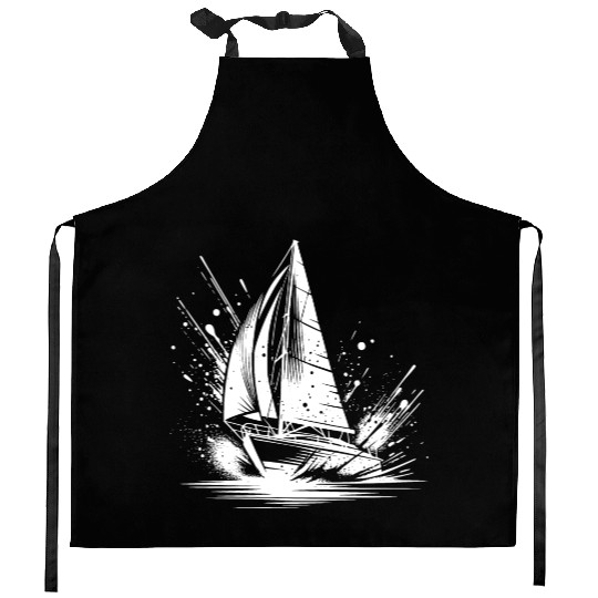 Fast-paced Sailing Boat With Splash Waves Kitchen Aprons