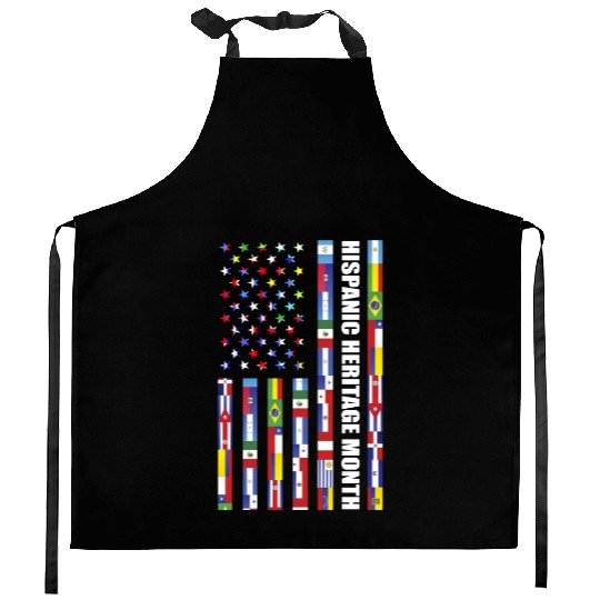 Hispanic Heritage month USA Flag all Countries Kitchen Aprons