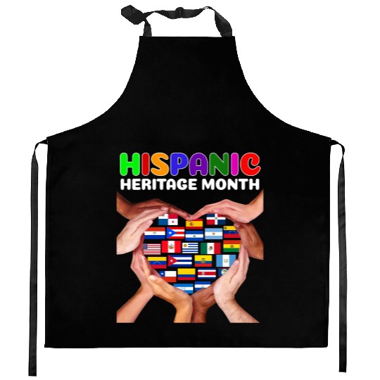 Hispanic Heritage Month All Countries Heart Hands Kitchen Aprons