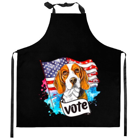 Beagle Dog Vote US Flag Election 2024 Kitchen Aprons