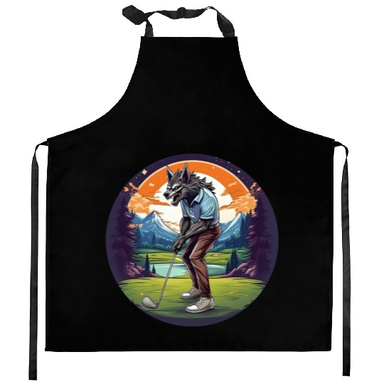 Scary Halloween Party Costume Werewolf Golf Kitchen Aprons