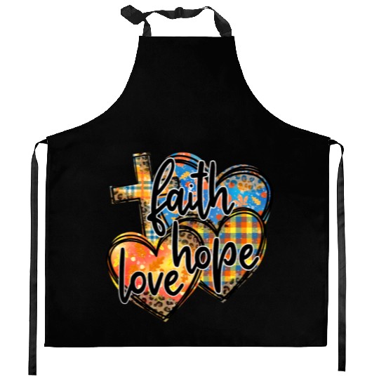 Faith Hope Love Hearts Cross Religion Kitchen Aprons