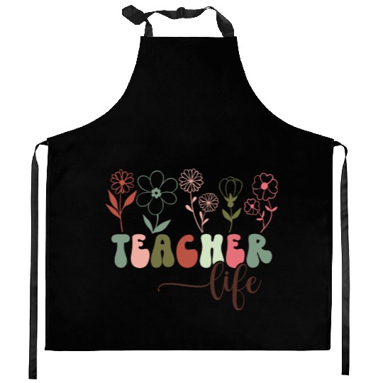 Floral Teacher Life Happy Teacher Day Kitchen Aprons