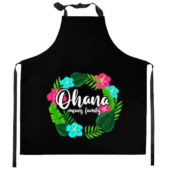 Ohana Means Family Hawaii Hibiscus Hawaiian Flower Kitchen Aprons